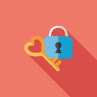 Valentine's Day lover lock flat icon with long shadow eps10 N11