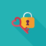 Valentine's Day lover lock flat icon with long shadow eps10 N12