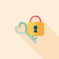 Valentine's Day lover lock flat icon with long shadow eps10 N13