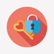 Valentine's Day lover lock flat icon with long shadow eps10 N15