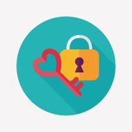 Valentine's Day lover lock flat icon with long shadow eps10 N16