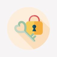 Valentine's Day lover lock flat icon with long shadow eps10 N17