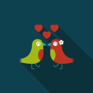 Valentine's Day lover bird flat icon with long shadow eps10 N33