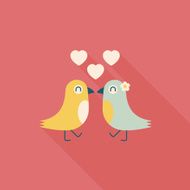 Valentine's Day lover bird flat icon with long shadow eps10 N36