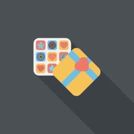 Valentine&#039;s Day chocolate flat icon with long shadow eps10 N27