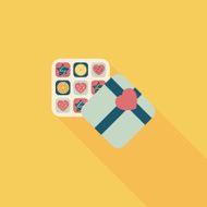 Valentine&#039;s Day chocolate flat icon with long shadow eps10 N29