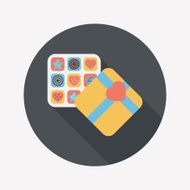 Valentine&#039;s Day chocolate flat icon with long shadow eps10 N31