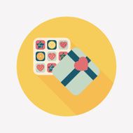 Valentine&#039;s Day chocolate flat icon with long shadow eps10 N33