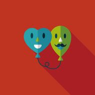 Valentine's Day ballons flat icon with long shadow eps10 N18