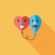 Valentine's Day ballons flat icon with long shadow eps10 N19