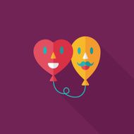 Valentine's Day ballons flat icon with long shadow eps10 N20