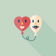 Valentine's Day ballons flat icon with long shadow eps10 N21