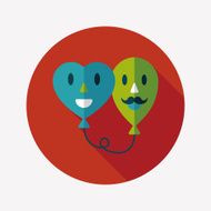 Valentine's Day ballons flat icon with long shadow eps10 N22