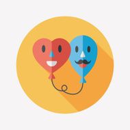 Valentine's Day ballons flat icon with long shadow eps10 N23