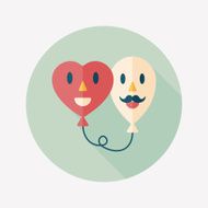 Valentine's Day ballons flat icon with long shadow eps10 N25