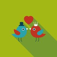 Valentine's Day lover bird flat icon with long shadow eps10 N41