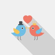 Valentine's Day lover bird flat icon with long shadow eps10 N42