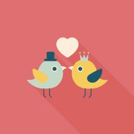 Valentine's Day lover bird flat icon with long shadow eps10 N44