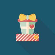 Valentine&#039;s Day present flat icon with long shadow eps10 N54