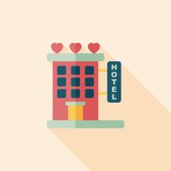 Valentine's day hotel flat icon with long shadow eps10 N17