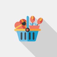 Valentine&#039;s Day present bucket flat icon with long shadow eps10 N11