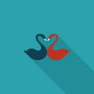Valentine's Day lover swan flat icon with long shadow eps10