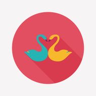 Valentine's Day lover swan flat icon with long shadow eps10 N2