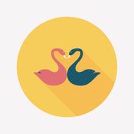 Valentine's Day lover swan flat icon with long shadow eps10 N3