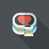 Valentine's Day cake flat icon with long shadow eps10 N14