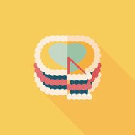 Valentine's Day cake flat icon with long shadow eps10 N17