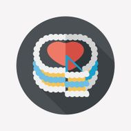 Valentine's Day cake flat icon with long shadow eps10 N18