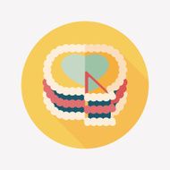 Valentine's Day cake flat icon with long shadow eps10 N21