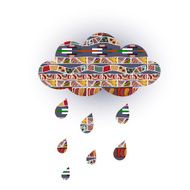 Vector cloud with raindrops and tribal ornaments Weather icon N2