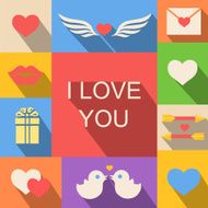 valentine&#039;s day and wedding icons background flat style