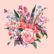 Greeting Card Floral Bouquet with roses