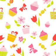 Hand drawn holiday items seamless pattern background Raster illustration