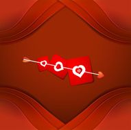 Valentine's day card with hearts and arrow