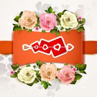 alentine&#039;s day card with roses and hearts