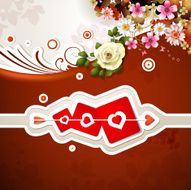 Valentine's day card with flowers and hearts N3