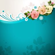 Blue background with roses