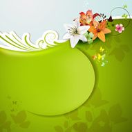 Green background with lilies
