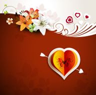 Valentine's day card with hearts and lilies