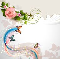 Background with rose and butterflies