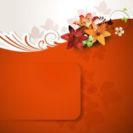 Red background with lilies