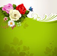 Green background with roses