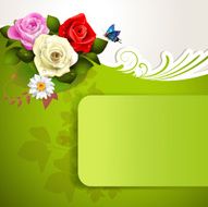 Green background with roses N2