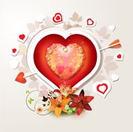 Valentine's day card with hearts and lilies N2