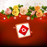 Valentine&#039;s day card with flowers and hearts N9