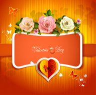 Valentine's day card with roses and butterflies