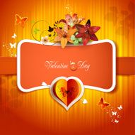 Valentine's day card with hearts and lilies N4